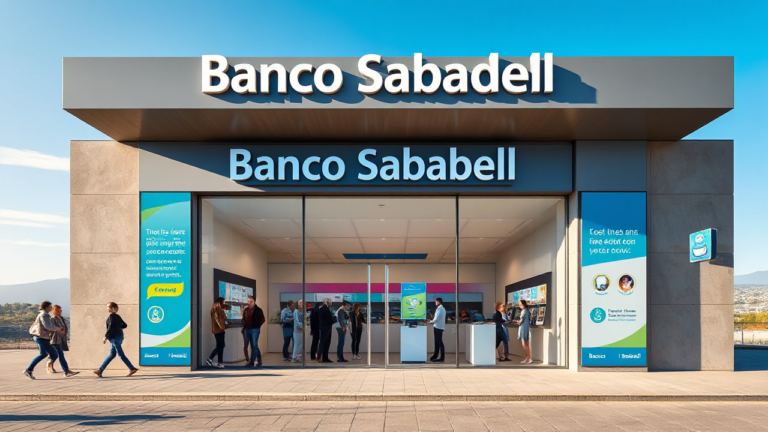 Imagen representativa de los servicios financieros de Banco Sabadell mostrando innovación y atención al cliente.