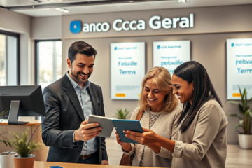 Banner sobre el Préstamo Personal del Banco Caixa Geral, mostrando opciones de financiamiento para gastos personales y familiares.