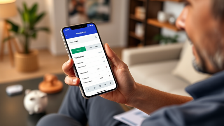 Imagen de un cliente satisfecho usando la aplicación del Préstamo Personal de Banco Mediolanum.